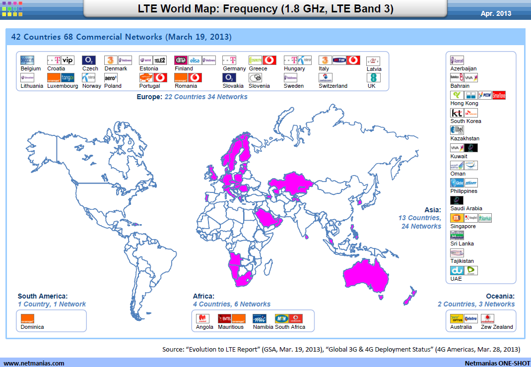 Lte World Map Frequency 1 8 Ghz Lte Band 3 Netmanias